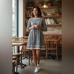 Free People Black/White Lace Mini Dress